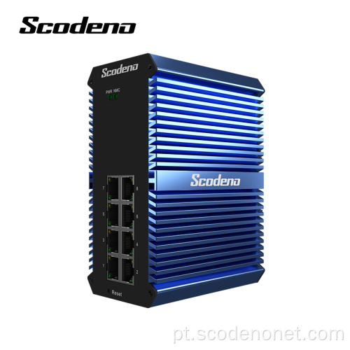Scodeno Design de moda XBlue Series 8*10/10/1000 Gigabit Base-T gerenciado Din-Rail Industrial Poe Ethernet Switch